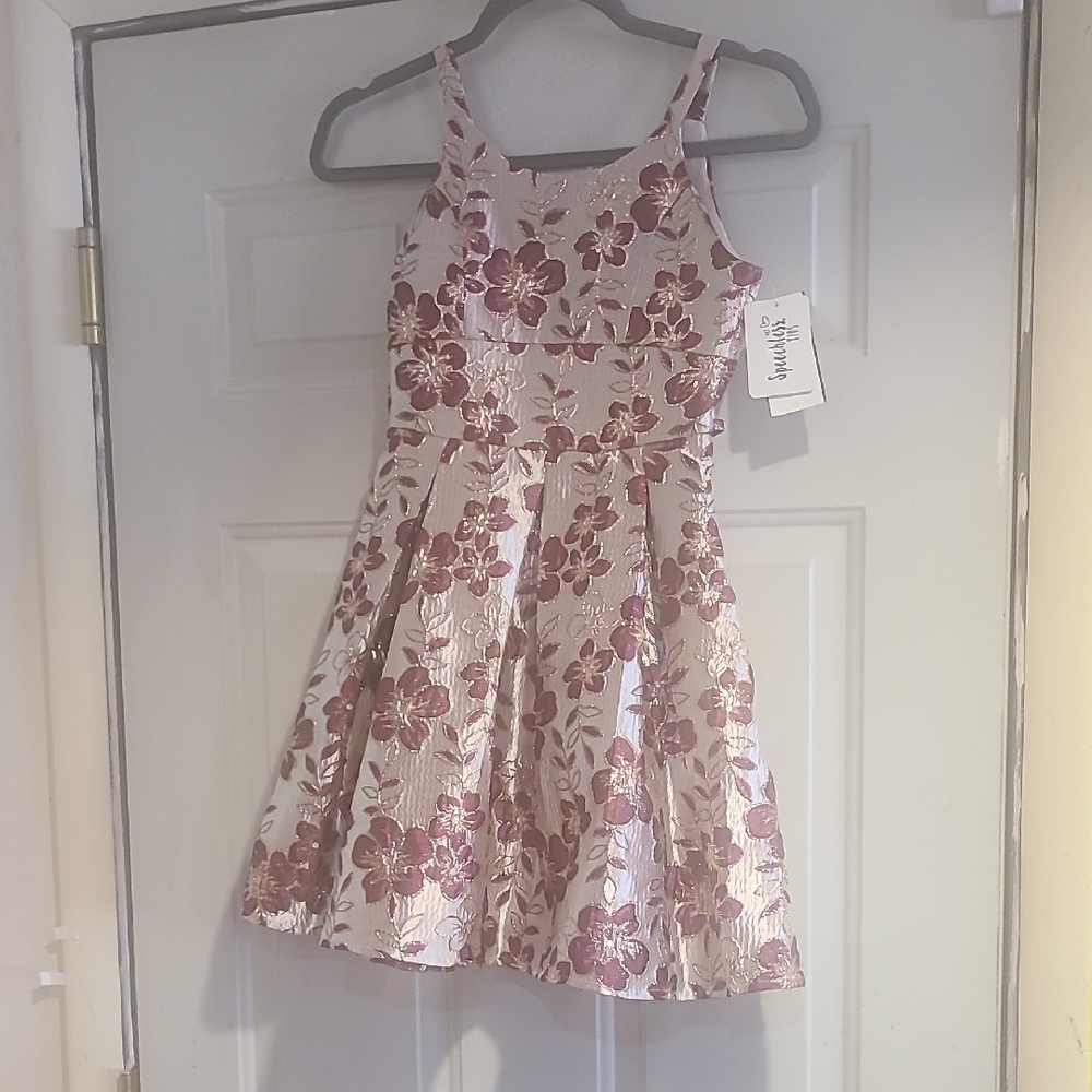 Bonnie Jean Pink and Cream Floral Dress